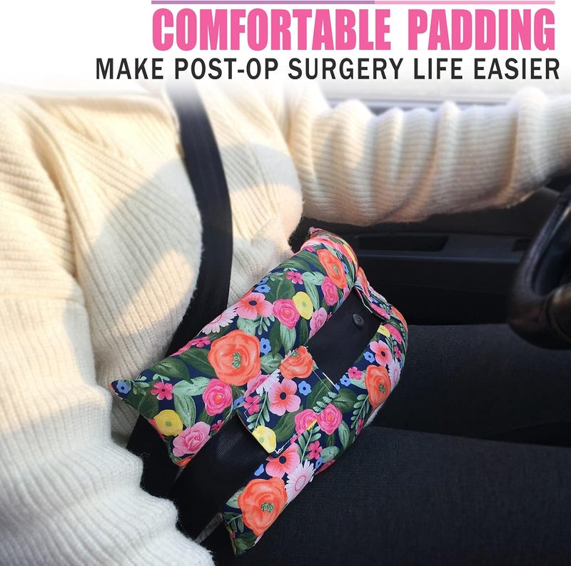 HapiPoppy Hysterectomy Pillow Abdominal Post Surgery Pillows with Pocket Comfort for Ice Heat Packs Tummy Tuck Belly Incision Recovery Seatbelt Gifts Women Patients (Painting Flower) - Image 2